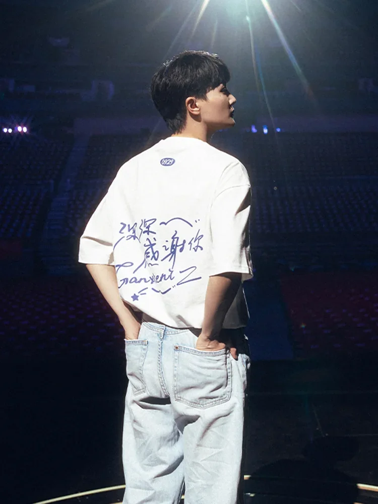 China Singer Zhoushen Concert  Deeply Thank You T-shirt for Fans Clothes Men Women Loose Cotton Tops White