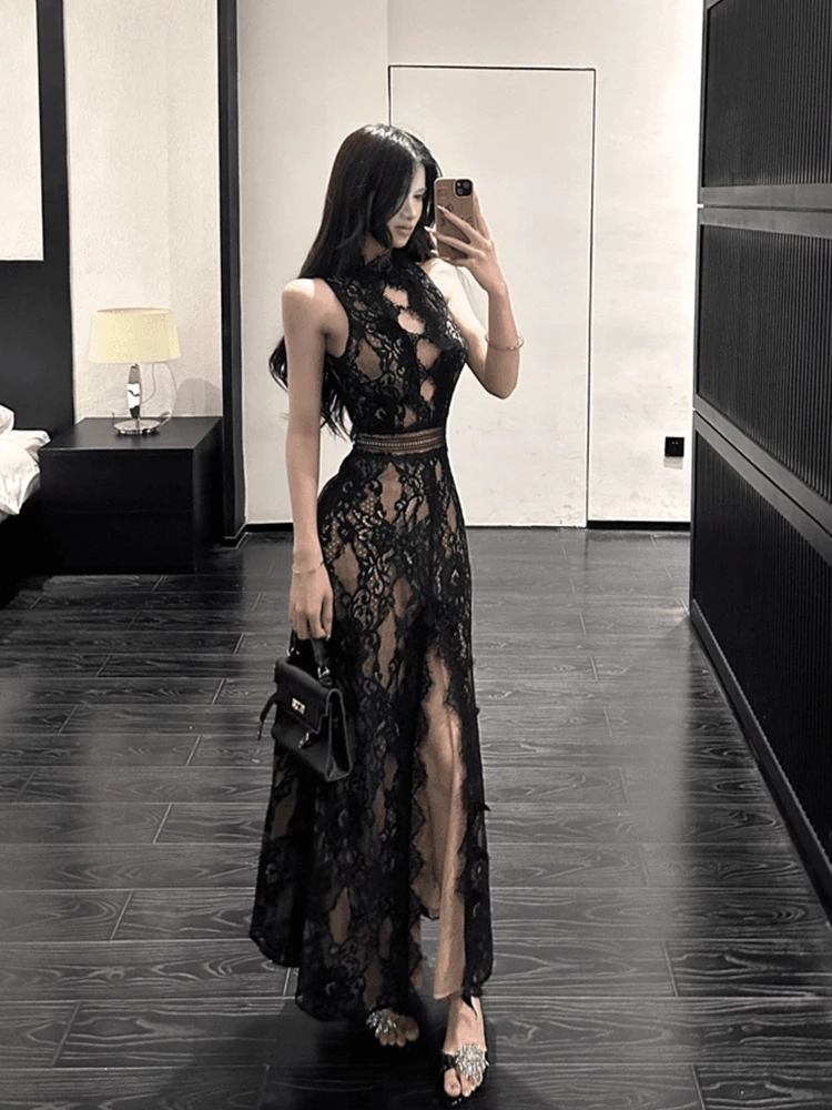 

Bla Hollow out Bridesmaid Dr Женское сексуальное длинное платье больших размеров в Корейском стиле с высокой талией A-Li...