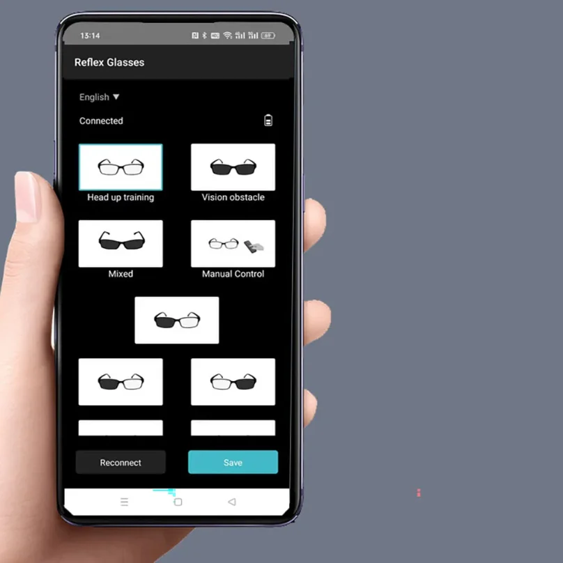 نظارات منعكسة التنسيق بين العين للتدريب على التداخل البصري، نظارات تدريب ذكية لكرة القدم وكرة السلة