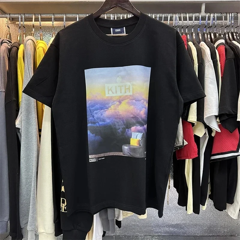 2024 Summer Kith FW Logo T Shirt  Women High Quality Flower Bird Print T-Shirt Loose Kith Short Sleeve with Tag Tee Top