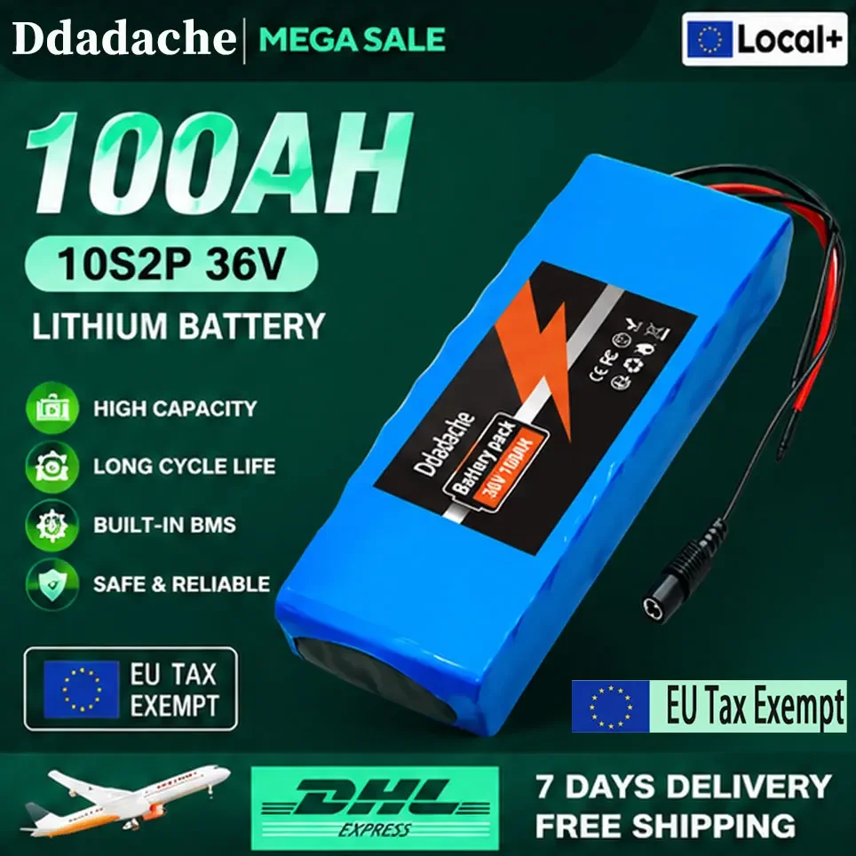 Pacco batteria agli ioni di litio da 36 V, 100000 mAh, configurazione 10S2P, alimentatore di ricambio per monopattino elettrico da 500 W, batteria di ricambio per e-scooter.