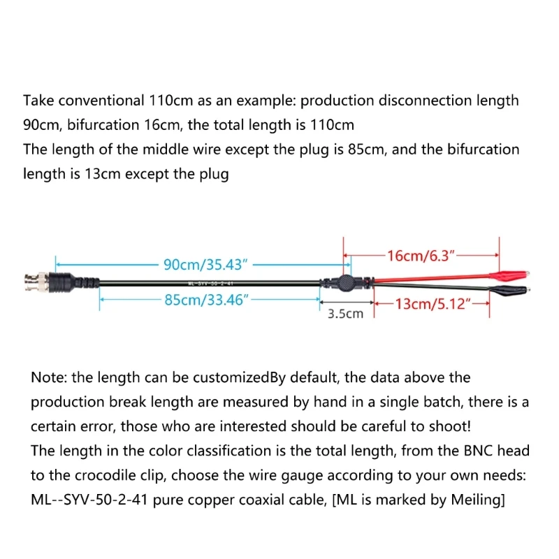 Sonda per oscilloscopio con cavi misurazione da 110 BNC a clip a coccodrillo 1 confezione Dropship