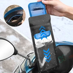 Waterproof Bike Handlebar Phone Clip Universal Bicycle Motorcycle Rearview Mirror Phone Holder Bag Touch Screen 360° Rotation