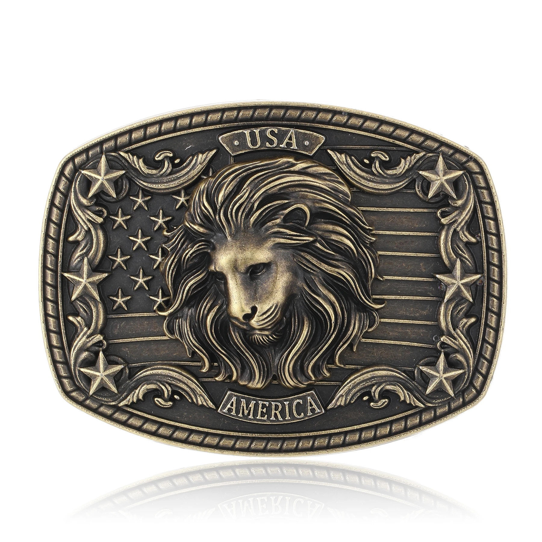 معدن مخصص الغربية حزام مشبك الأسد نمط الفضة النحاس والجلود كاوبوي نمط خمر سبيكة حزام مشبك