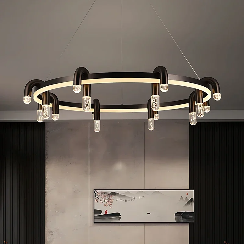 الإيطالية الحد الأدنى قلادة ضوء الشمال تصميم غرفة المعيشة حلقة دائرية على شكل غرفة نوم Led ثريا تزيين المنزل الحديث