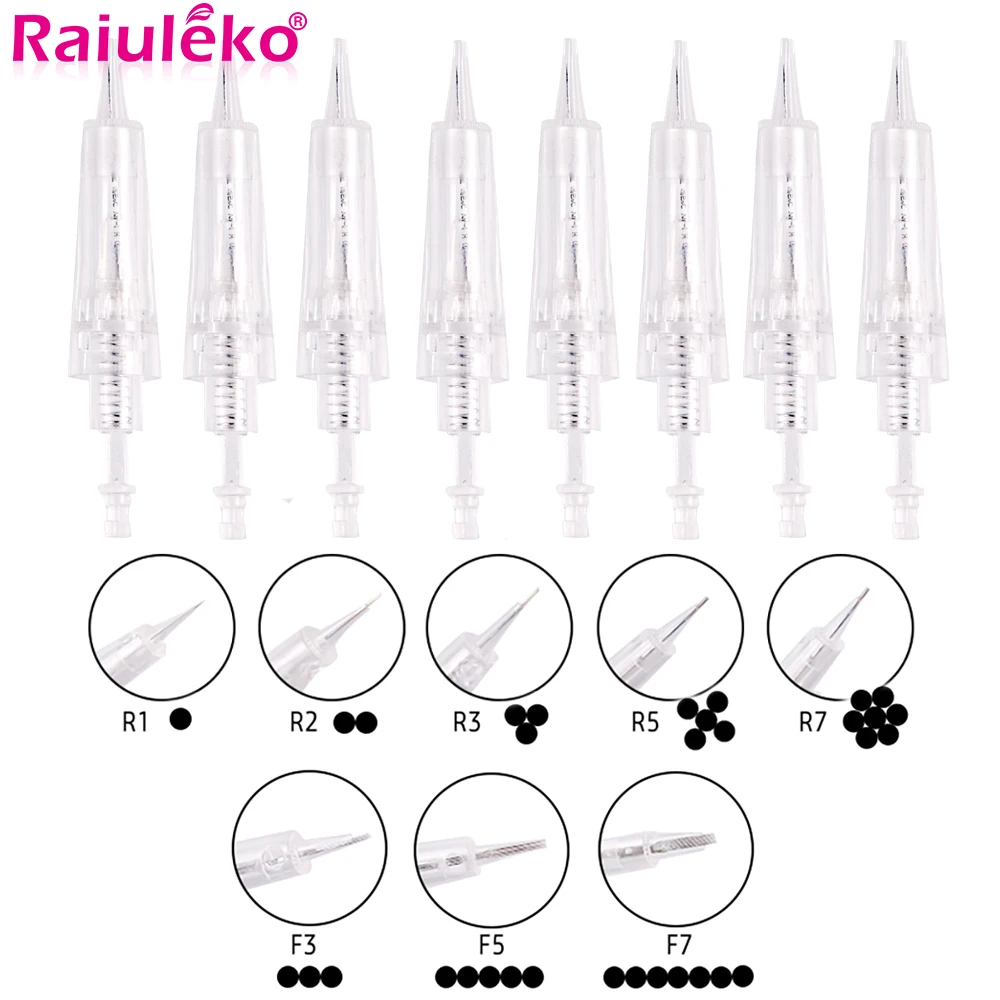 20Pcs Bayonet Micro Needle Cartridge Needle for Micropigmentation Tattoo R1/R2/R3/R5/R7/F3/F5/F7 Makeup Eyebrow Lip Derma Tools