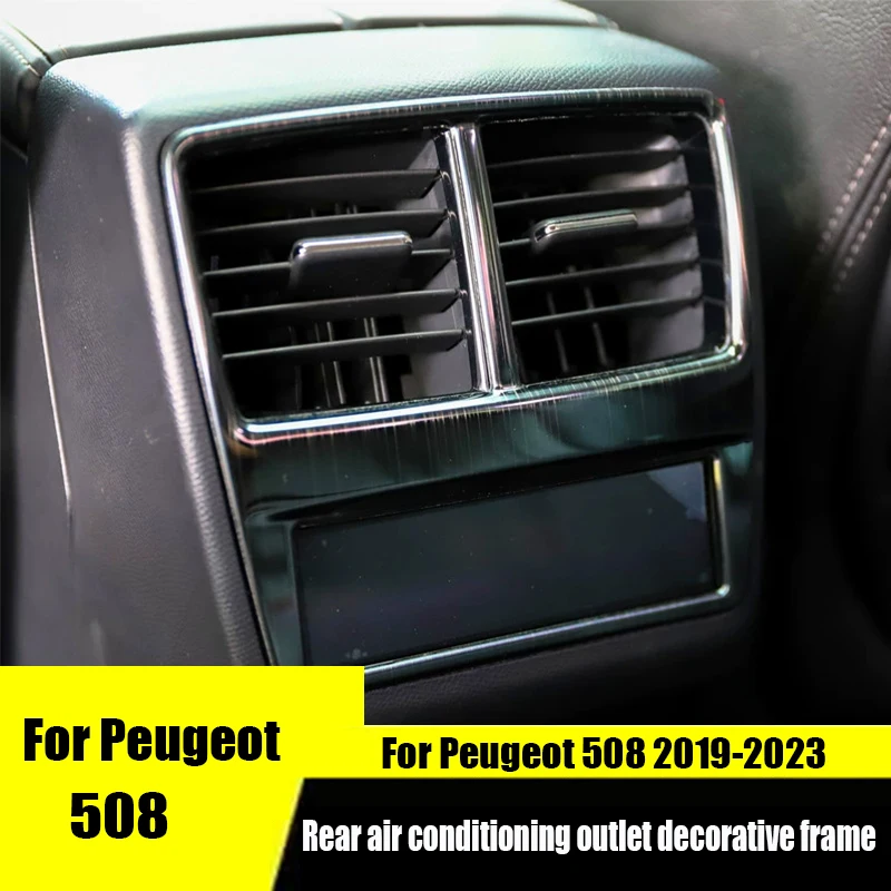 For Peugeot 508 2023 2022 2021 2020 2019 Rear air conditioning vent decorative frame stainless steel interior sequin sticker