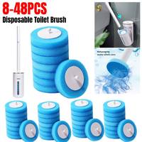 48-8PCS Disposable Toilet Brush Cleaner With Replacement Brush Head Wall-Mounted Cleaning Tool For Bathroom Wc Accessories
