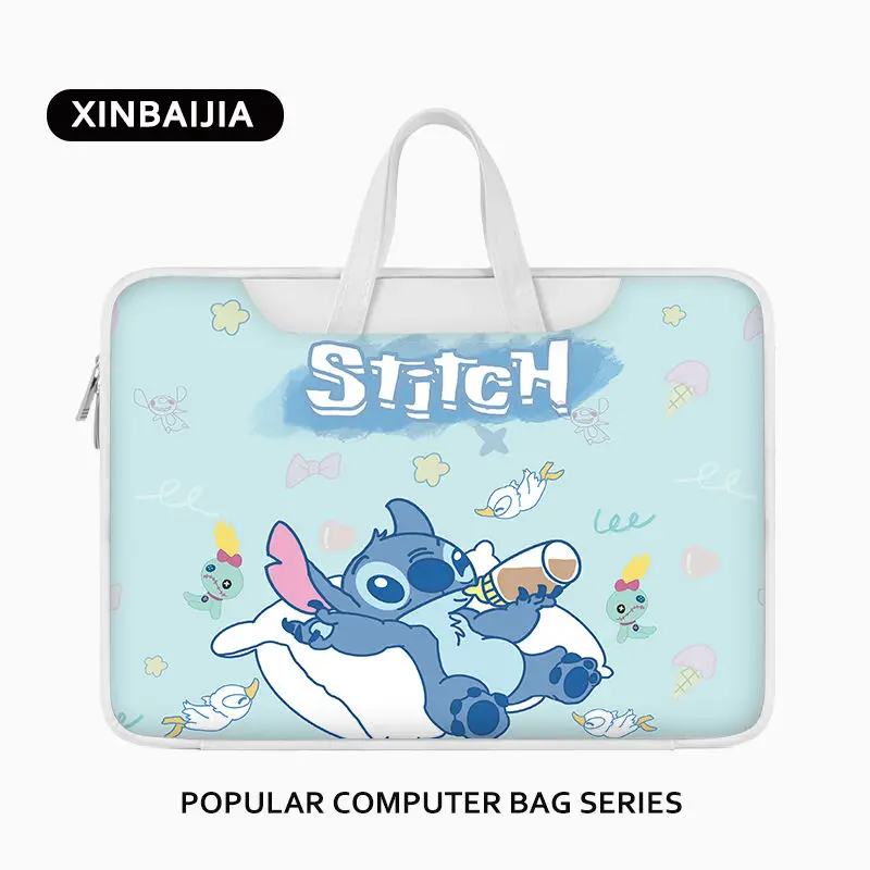 

MINISO Disney Cartoon Animation Stitch Laptop Bag Suitable for 15.6air13.31416inch Student Learning Storage Handbag Lilo Gift