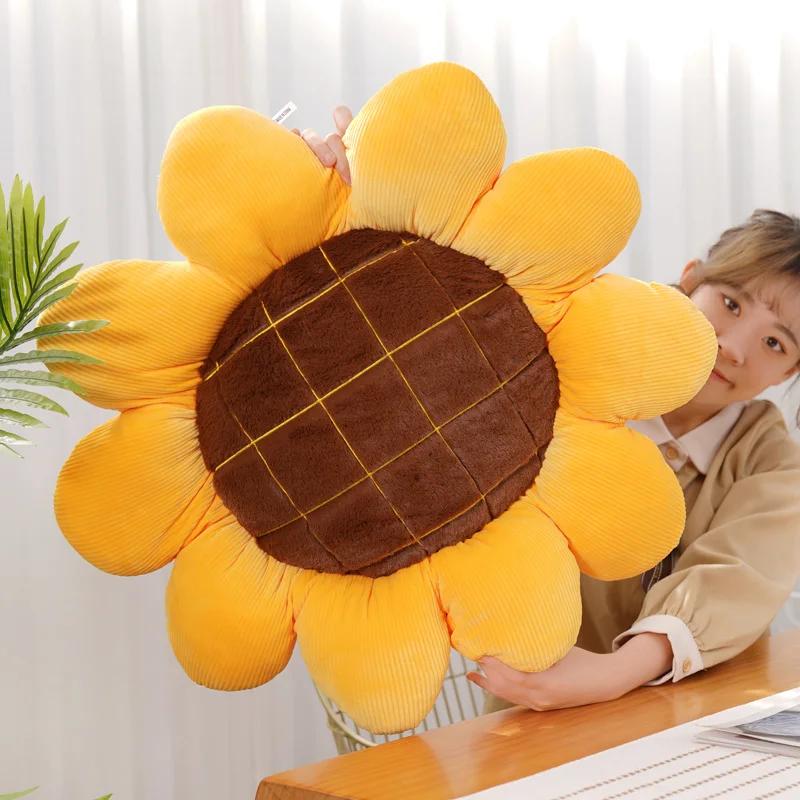 Sunflower Throw Pillow Creative Flower Pillows Seating Cushion Soft Plush Plushies Bolster Home Sofa Ornament Gifts Boys Girls