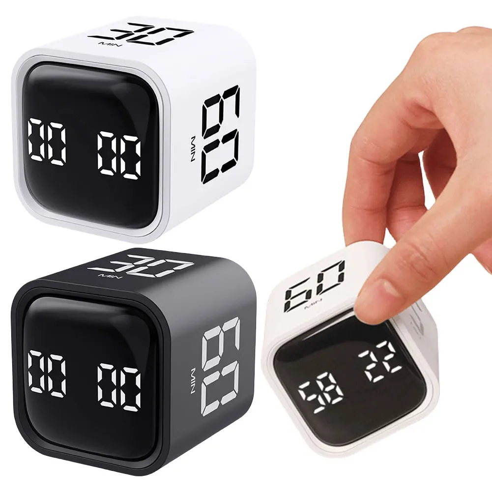 Productivity Cube Timer Mute Vibrate and Adjustable Sound Alert Mini Digital Timer Electronic Timer for Tasks Work Study Kitchen