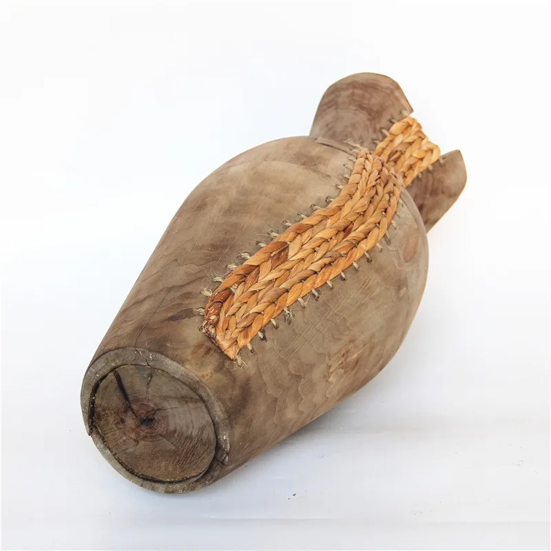 Handmade Pudong grass and Paulownia mixed and matched woven flower buckets, painting tubes, utensils, decorative containers