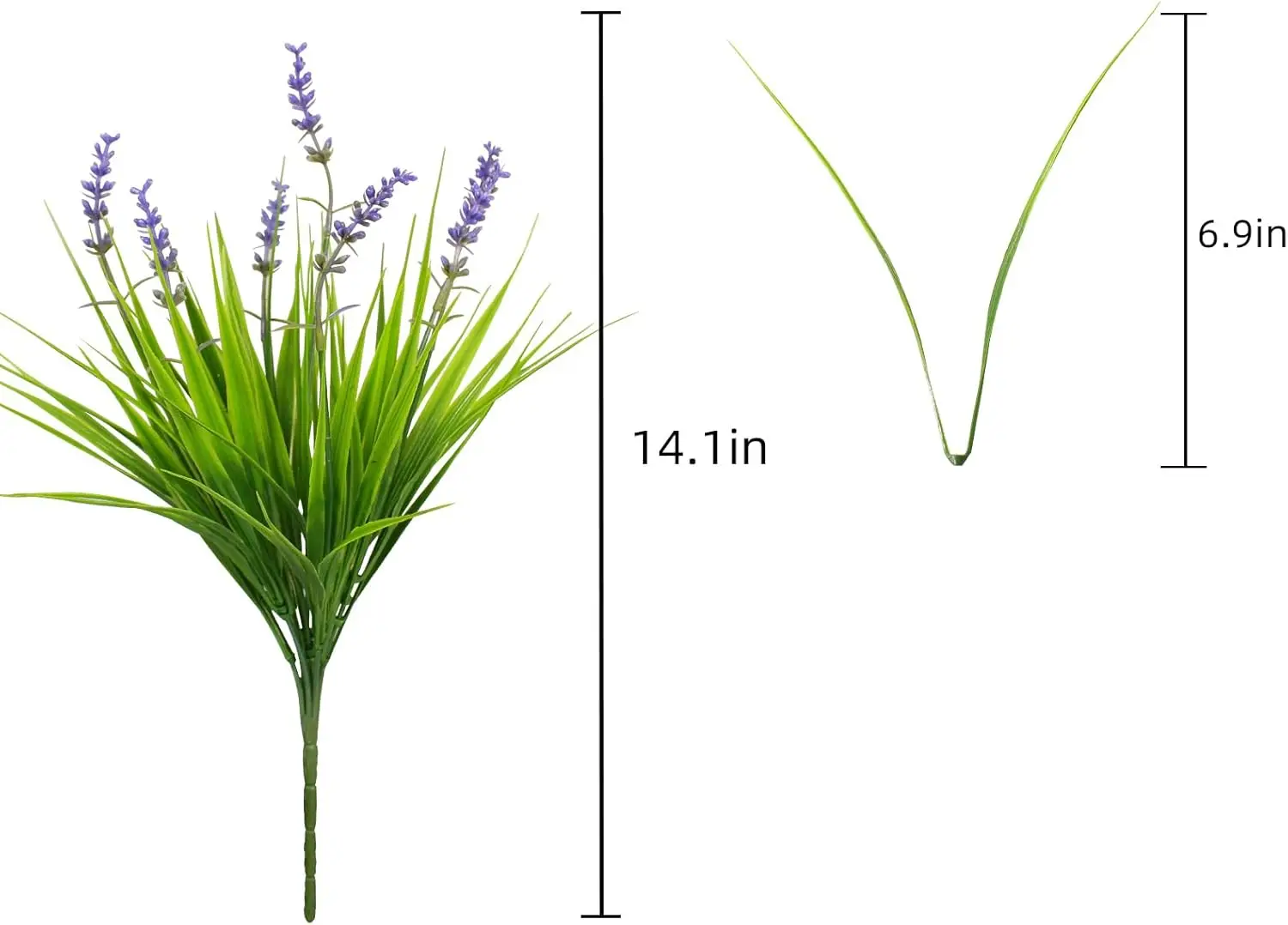 24 Bundles Artificial Plants Outdoor Green Fake Monkey Grass w/ Purple Flowers for Pot Garden Verandah Decor (Purple Flowers)