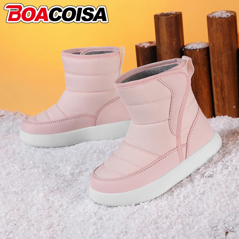 Sepatu Bot Salju Anak-anak Hangat Musim Dingin Sepatu Kasual Anti Selip Tebal Tahan Air untuk Anak Laki-laki Perempuan Sepatu Kets Anak Luar Ruangan Katun