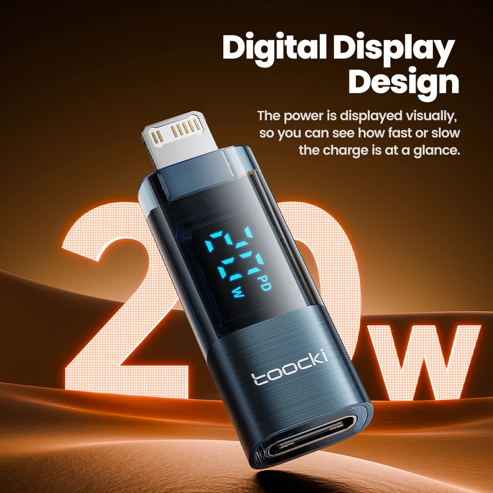 Toocki USB C OTG to Lighting Adapter for iPad Air Digital Display 27W Fast Charging OTG Converter for iPhone 14 13 iP Interface