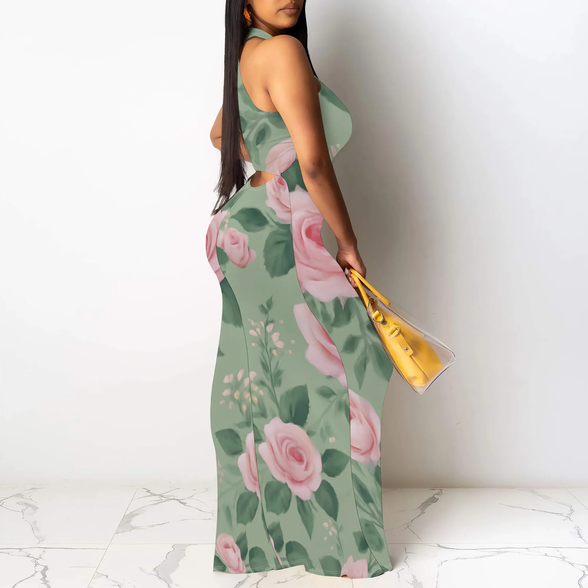 Floral Print Maxi Dress - S-3XL | Elegant Rose Pattern for Spring, Garden Parties & Mother’s Day