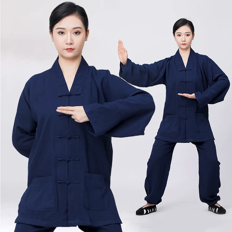 1 Set Chinese Traditional Cotton Linen Clothing Wudang Tai Chi Practice Martial Art Uniform Taoist Kung Fu Top Pants