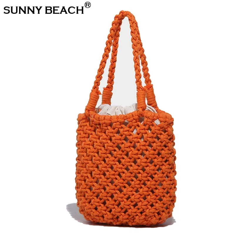 

New Woven Bucket Bag Casual Hollow Women Shoulder Bags 2023 Summer Beach Bags Tote Bali Shopper Purses