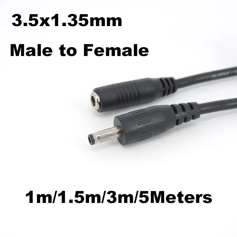 1/3/5m DC 3.5x 1.35mm jack Male to Female Power supply Connector adapter charging 22awg Cable lead Extension Cord for Camera t