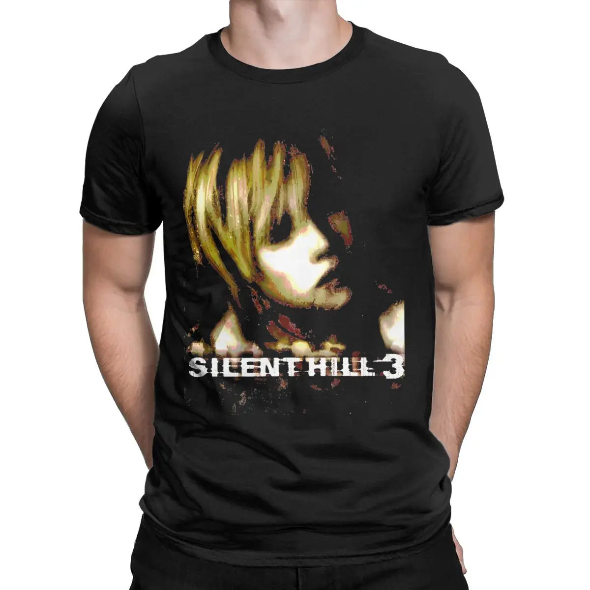 Vintage Silent Hill 3 T-Shirts Men Round Collar Cotton T Shirts Horror Game Pyramid Head Short Sleeve Tee Big Size merchandise