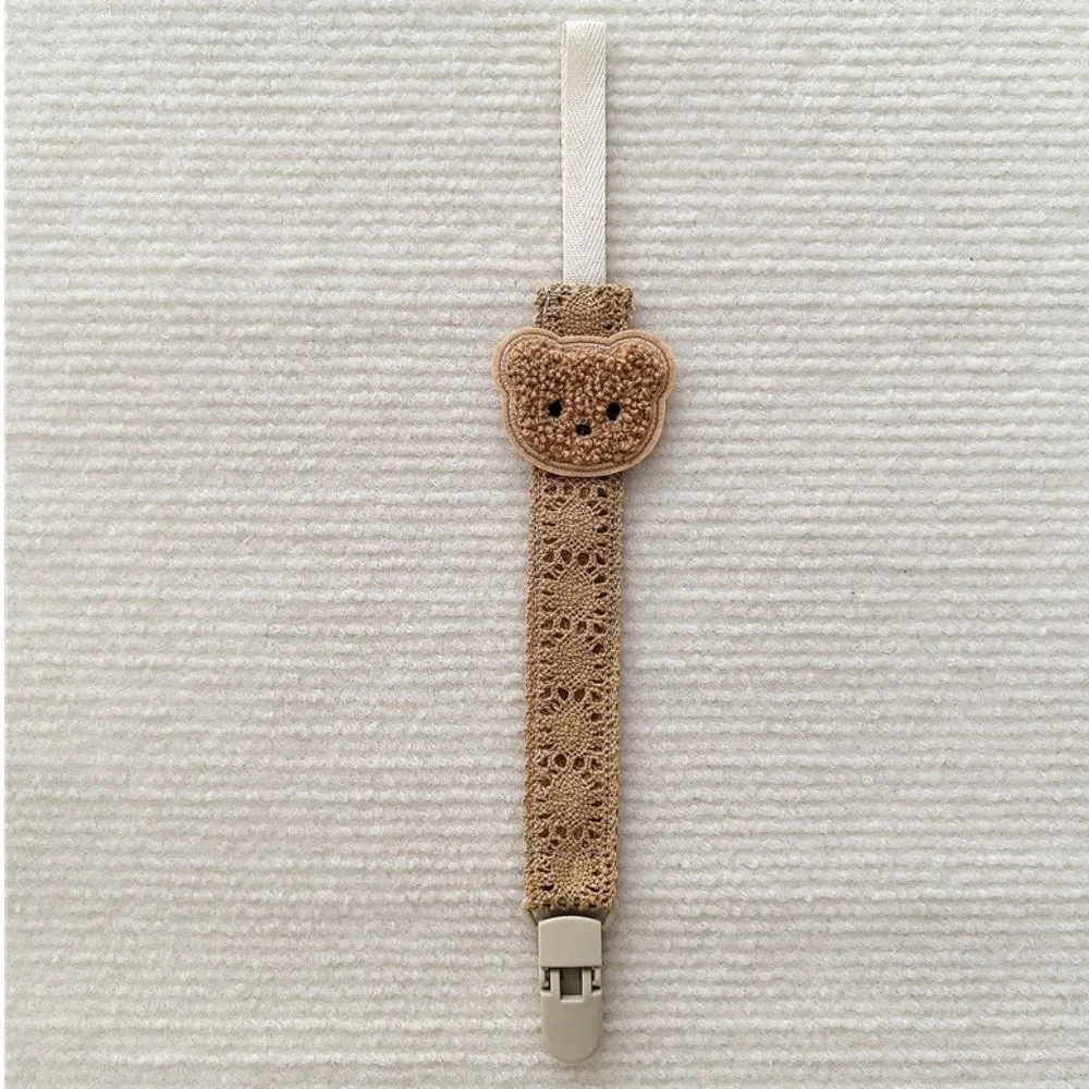 

Cartoon Cute Bear Pacifier Chain Hanging Plastic Fabric Rope Dummy Nipple Clip Soother Accessory Portable