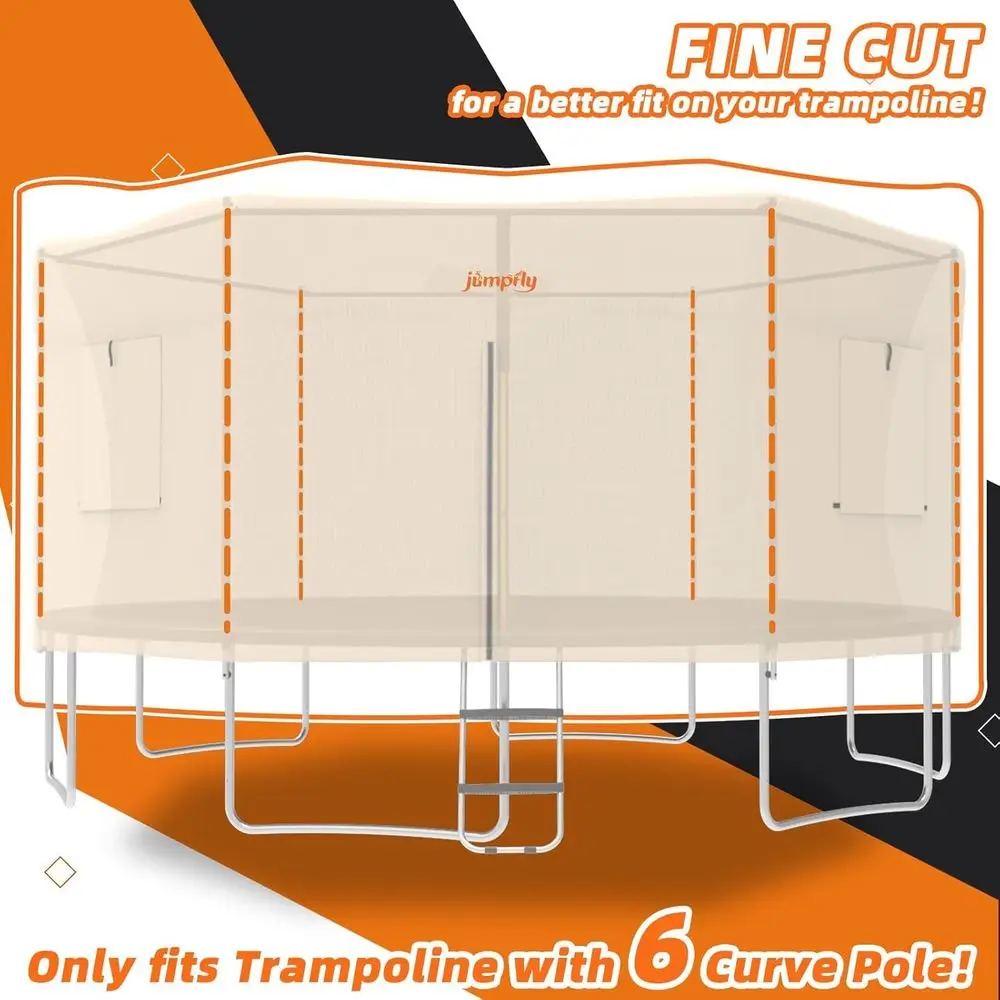 خيمة ترامبولين بطول 14 قدم للأطفال (خيمة فقط)، تناسب 6 أقطاب مستقيمة ترامبولين مستديرة، غطاء ظل ترامبولين مع ضوء LED، مصباح