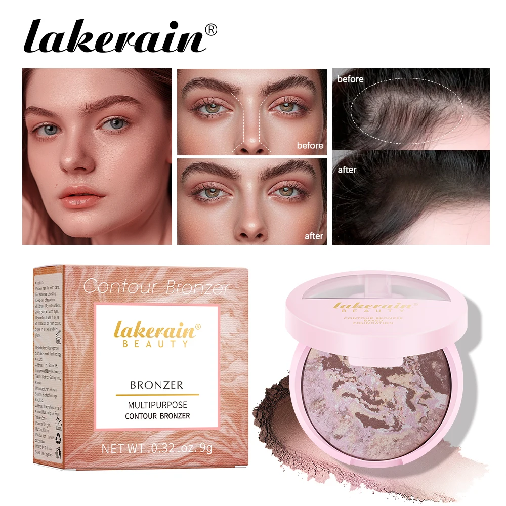 Lakerain Baked Powder Foundation Oil Control Base Makeup Mineral Face Contouring Cosmetics Long Lasting Compact Powder Pressed