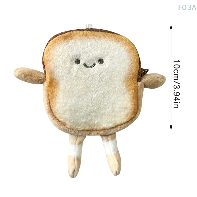 Kawaii Toast Plush Coin Purse Creative Cute Bread Coin Pouch Mini Wallet Card Holder Keyring Earphone Bags Pendant New