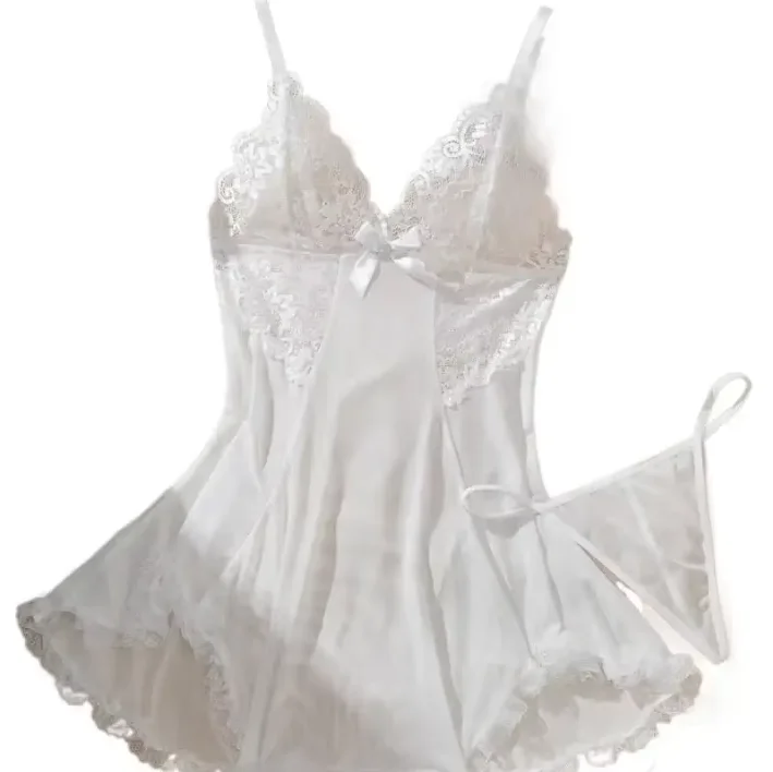 

Nightdress And Panty Pijamas Sets Women Underwear Lace See Through Sleepwear Sexy Lingerie Drees Female Sexy Nightwear For Night
