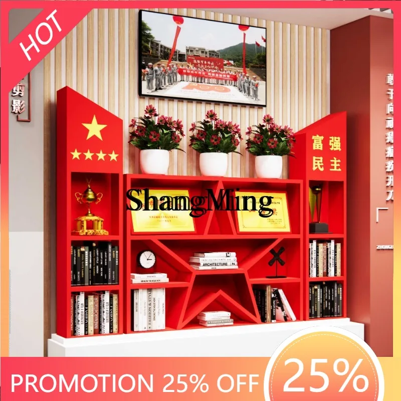 FG good-looking  wrought iron creative bookshelf theme cultural bookcase honor cabinet