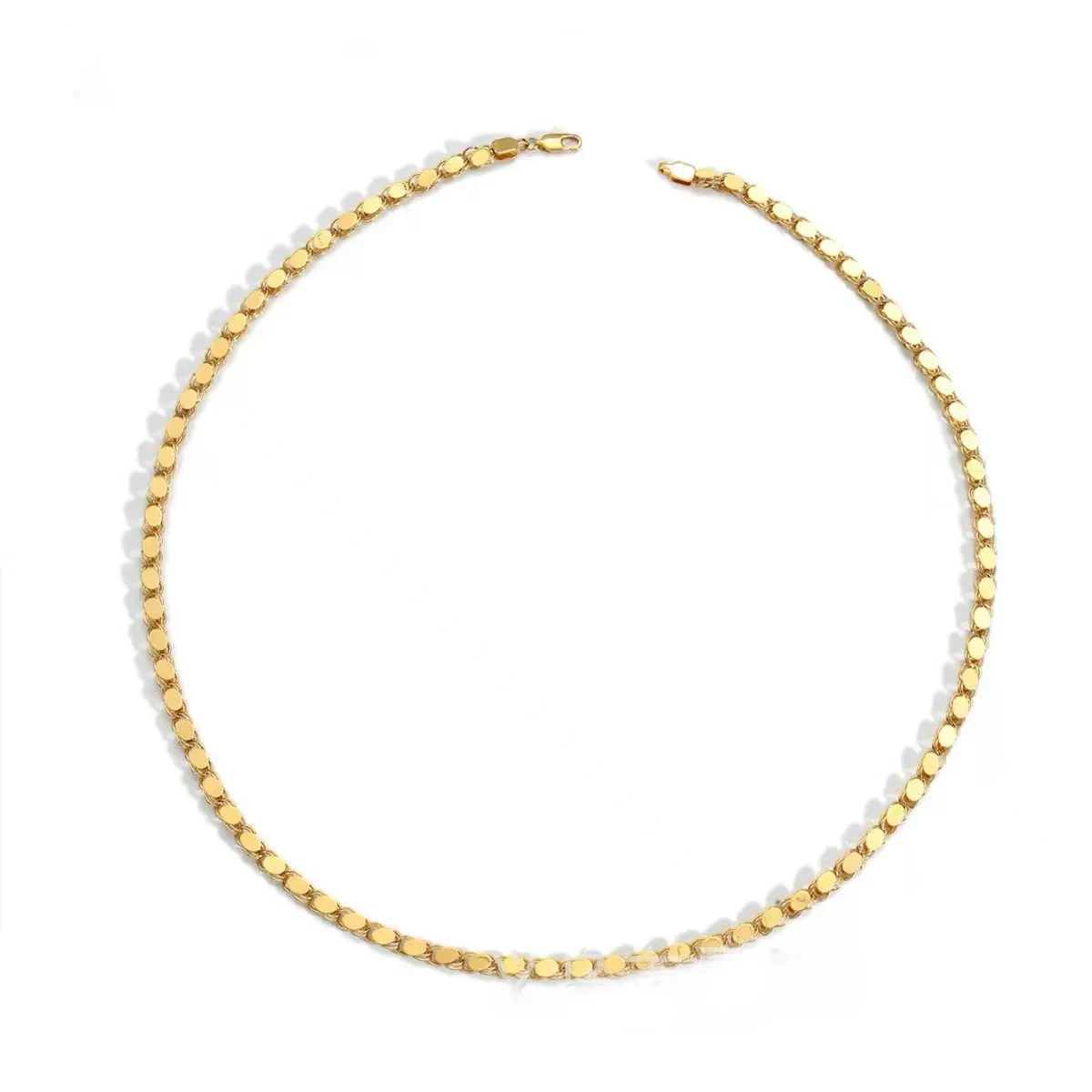 Einfache DIY 24K vergoldete ovale handgefertigte Damen-Halskette mit mehreren Längen, Damen-Hochzeitsfeier, Bankett, Kleidungszubehör – Detail 3