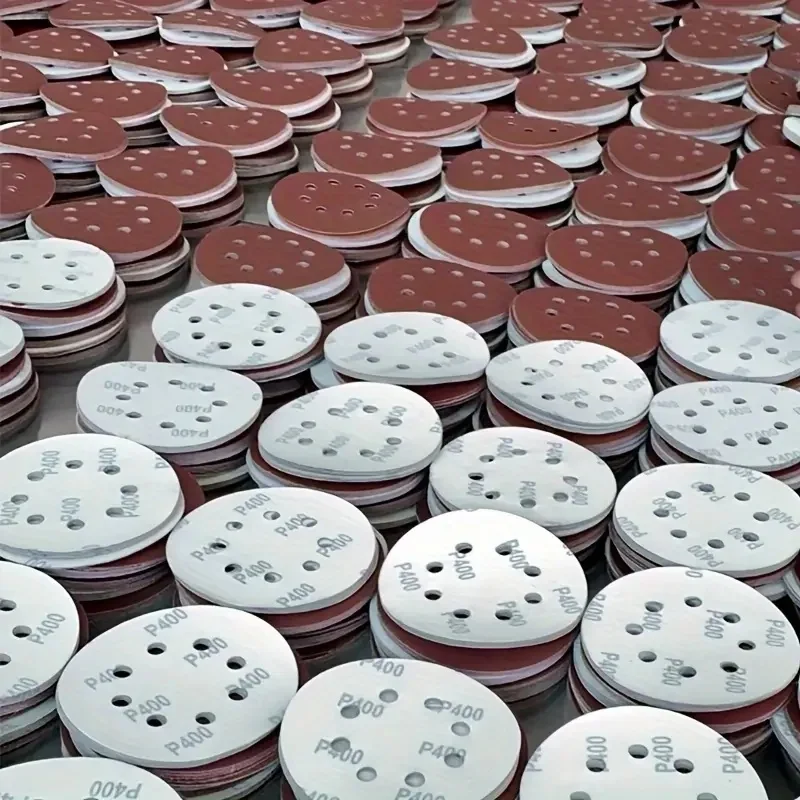 

50 Uds. Papel de lija redondo de 5 pulgadas y 125mm disco de ocho agujeros hojas de arena grano 60-1000 disco de lijado de ganch
