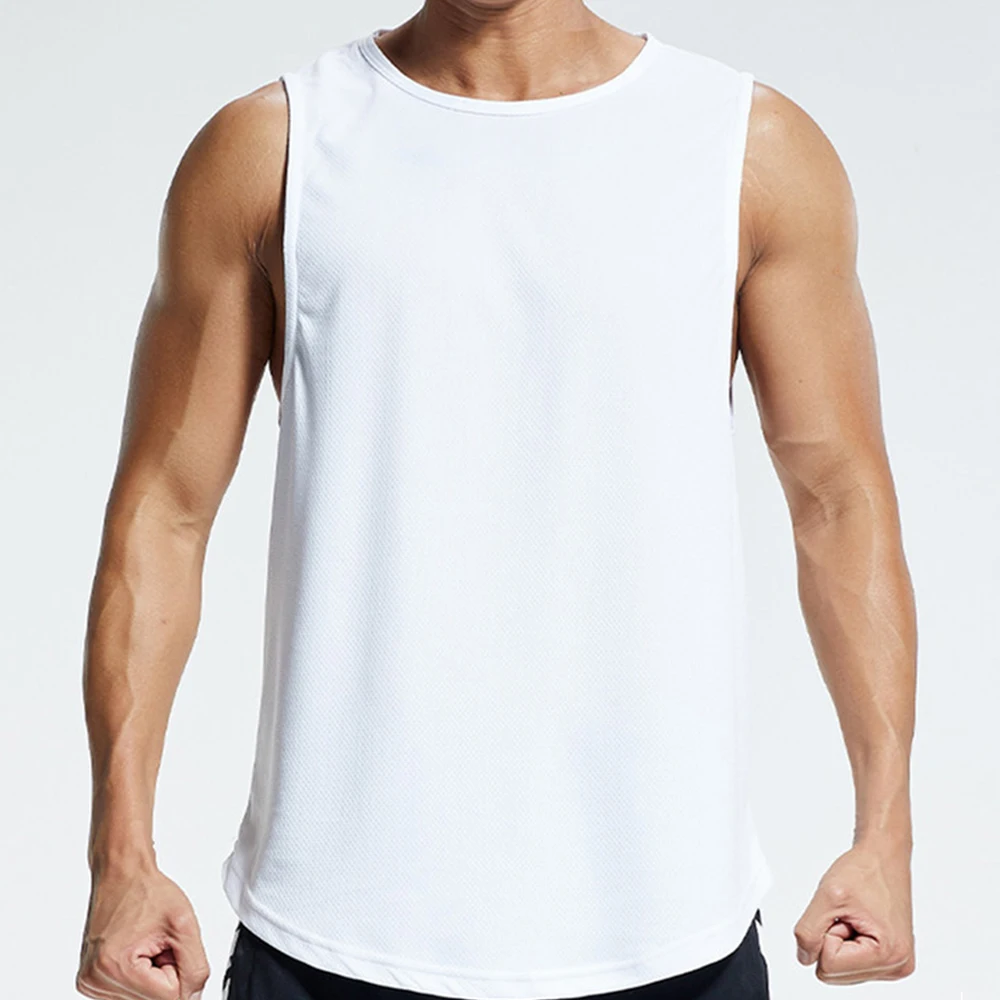 Solid Color Men's Summer Comfort Casual Mesh Tank Tops Sleeveless Undershirt Gym Workout Fitness Vest Man Clothing