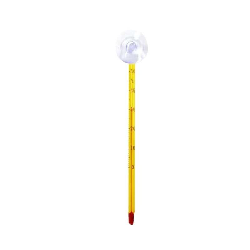 Aquarium Glass Thermometer Stick Sucking Cup Fish  Thermometers Display