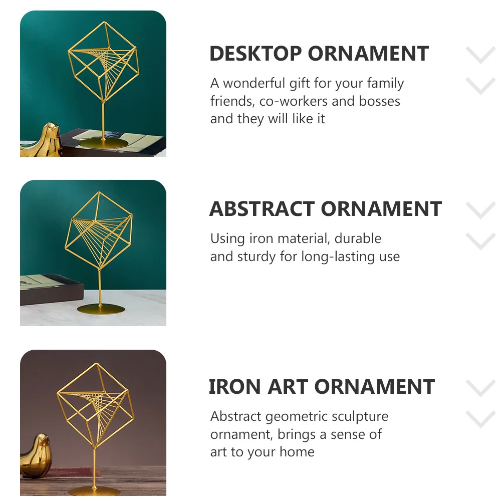 

Geometric Decor Sculpture Iron Art Ornament For Home Office Desk Bookshelf Modern Abstract Metal Decoration