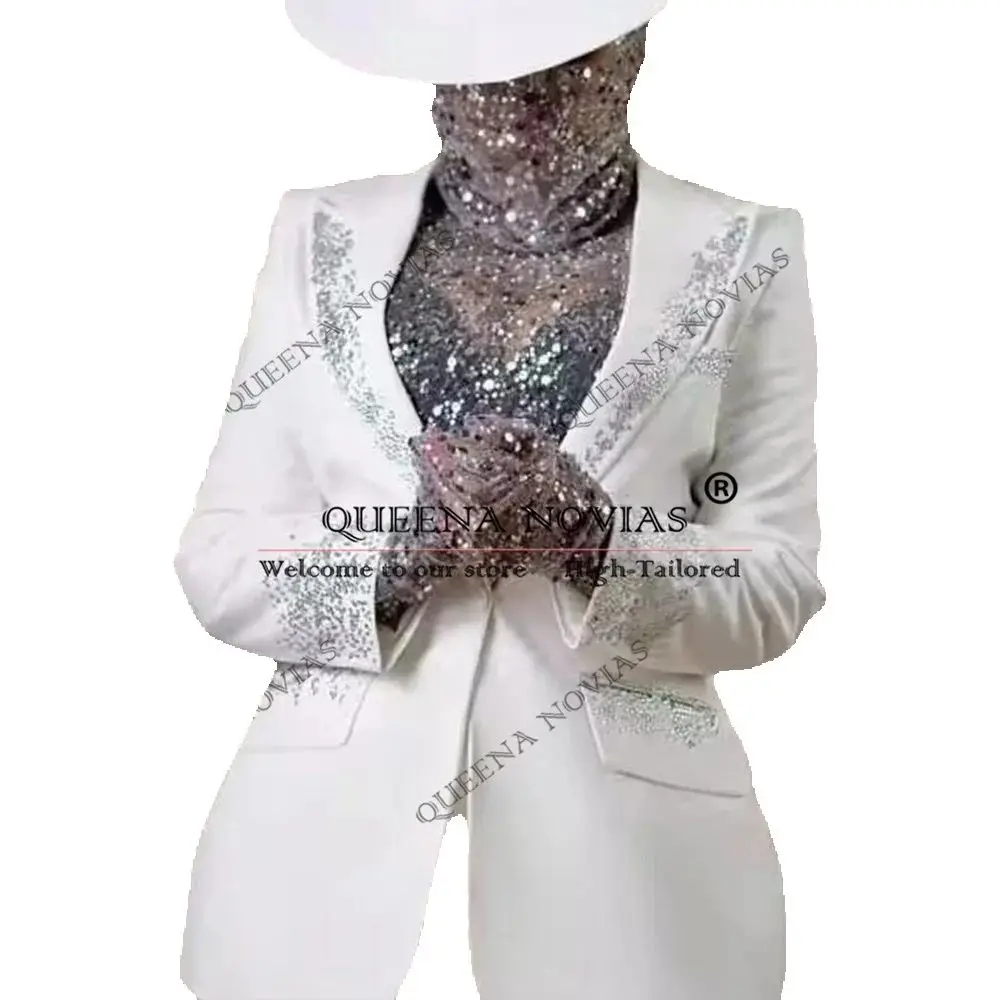 グリッターシークイン付き花嫁の母ドレス、カスタムメイドのワンボタンポケット付きパーティガウン、プラスサイズセレブ女性用スーツ2ピース