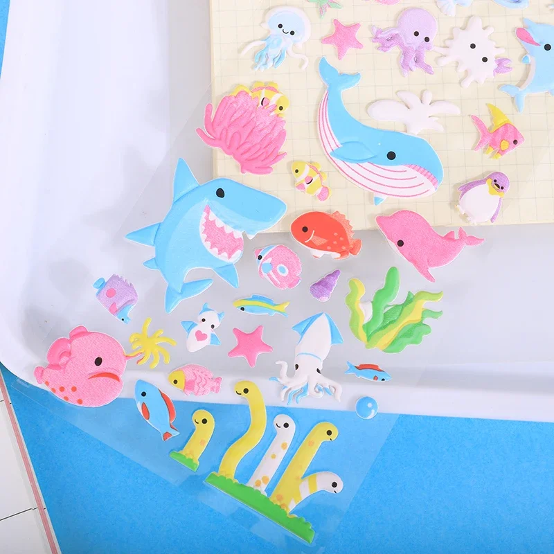 4 pcs/lot Kawaii Sea World Dolphin Shark 3D Puffy Stickers Scrapbooking Diy Journaling Stationery Diary Decor Cute Stickers