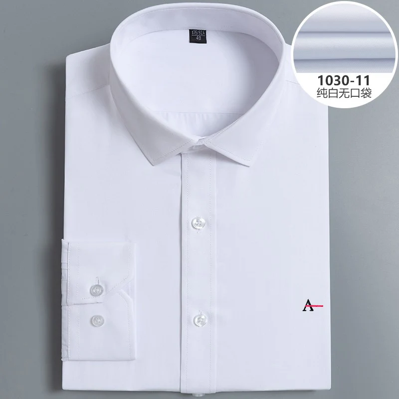 2023 Camisa homens cor sólida camisa de negócios moda casual slim branco camisa de manga comprida roupas de marca masculina