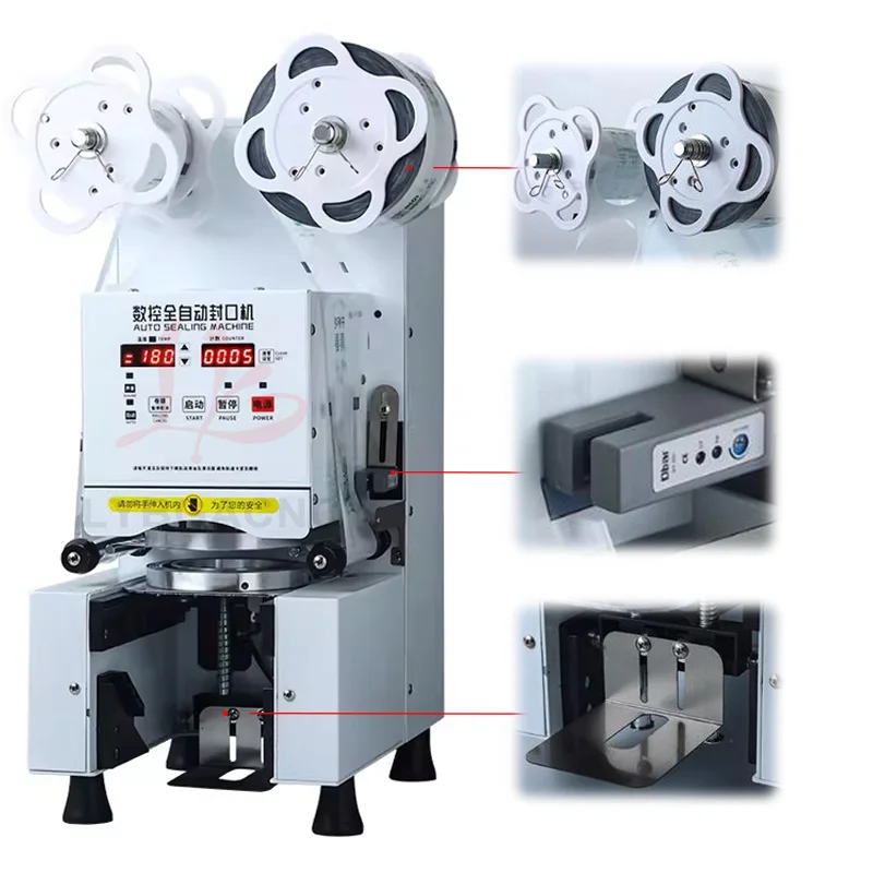 LY Fully Automatic Cup Sealing Machine  Stainless Steel Pearl Milk Tea Filling and Sealing Machine 88/90/95mm Cup Sealer 220V