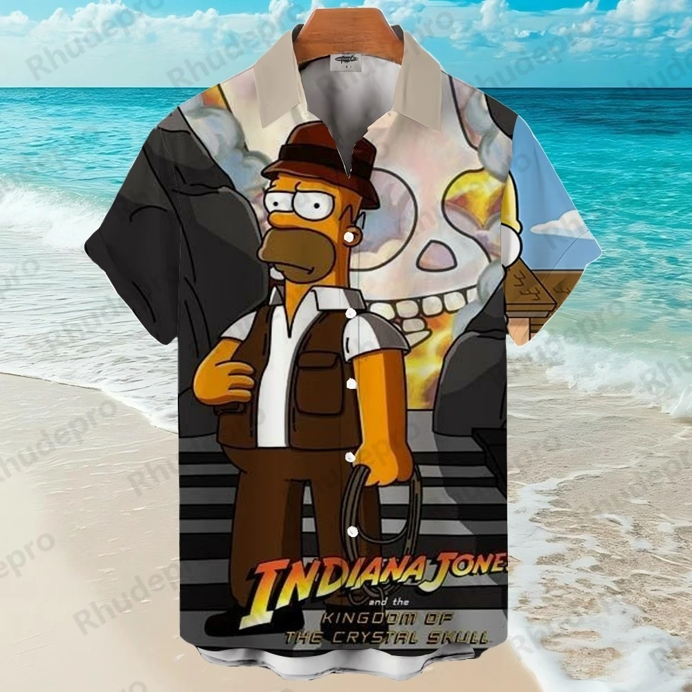 디즈니 심슨 3D 프린트 하와이안 셔츠 반팔 셔츠 초대형 Camisas De Hombre Funny Shirt Roupas Feminina