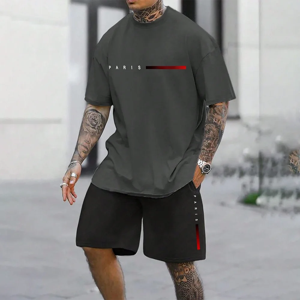 Men Two Piece Tracksuit Loose Plus Size Cut Full 3D Print Light Polyester Quick Dry Outdoor Sport Outfit Summer Multi Oversize Sizes view 2