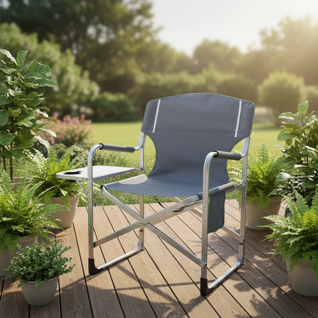 Lightweight Aluminum Director Chair with Side Table Heavy Duty Folding Outdoor Camping