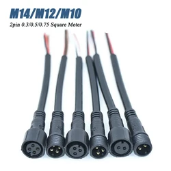 2Pin M14 Male Female Docking Wire Connector 5521DC Mini Plug M10 Solar Energy Light Strip Line Waterproof M12 PVC Connector Cord