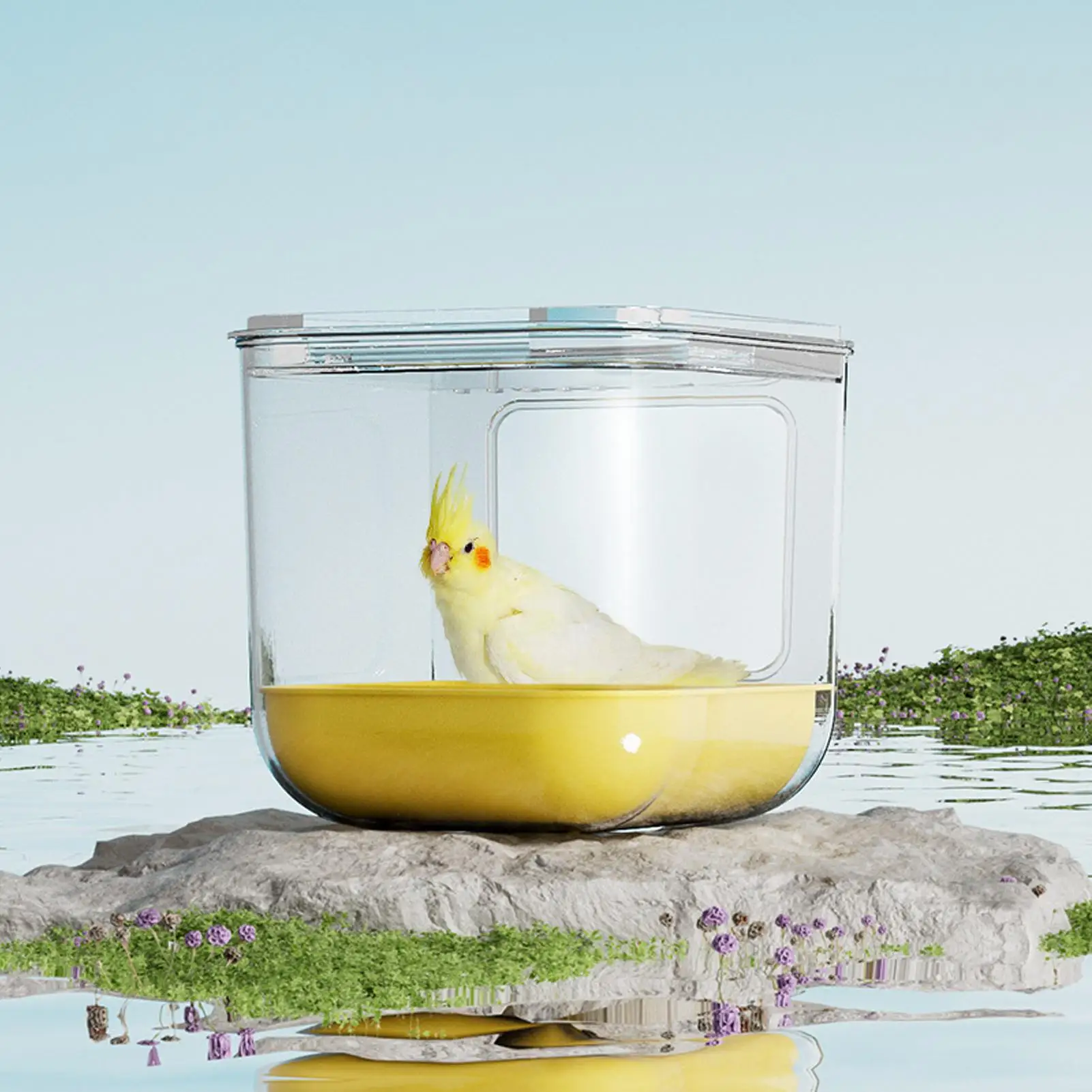 

Кормушка для птиц, прозрачный контейнер для корма для птиц, подвесная клетка, контейнер для ванны для Conure, попугая, попугая, какаду, зяблика, корелла