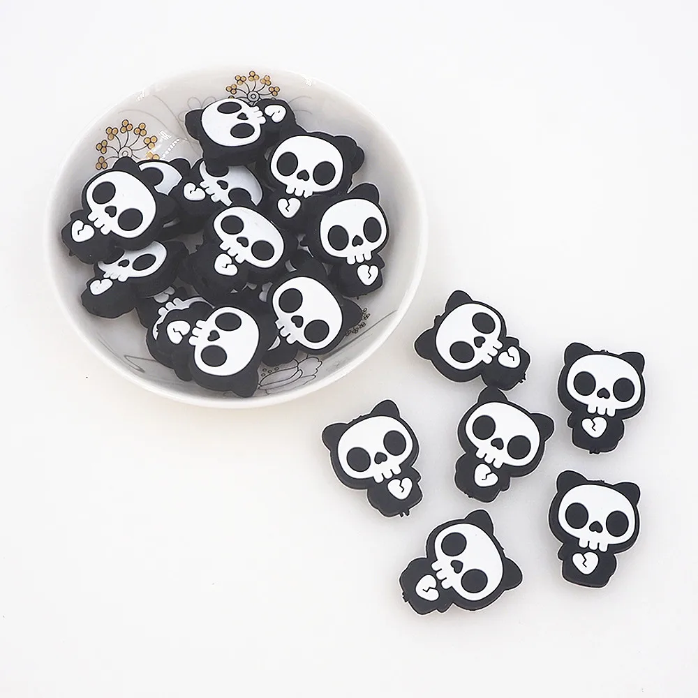 Chenkai 50PCS Halloween Ghost Silicone Focal Beads For Beadable Pen Silicone Charms for Pen Keychain Making Silicone Characters