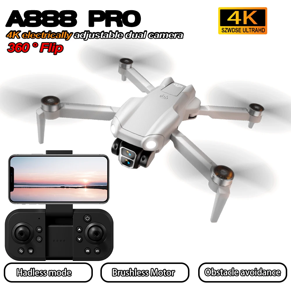 A888 PRO 4K الطائرة بدون طيار المهنية HD التصوير الجوي كاميرا مزدوجة فرش التدفق البصري تحوم تبسيط جسم الطائرة رباعية الدوار اللعب