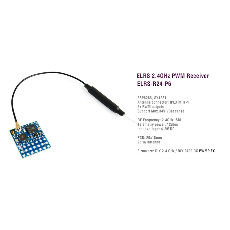 Smart-Für MATEK ELRS-R24-P6 ELRS 2,4 GHz Empfänger mit Antenne Stecker Unterstützung 2-8S Vbat Spannung Sense für RC FPV Drone
