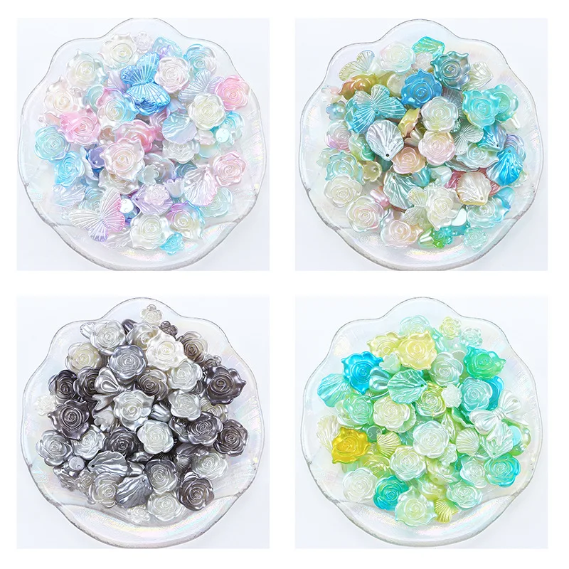 30 g/pacco perle acriliche miste graduali cuore fiori fiocco farfalla Flatbacks Charms perline decorazione di nozze fai da te Cardmaking Craft