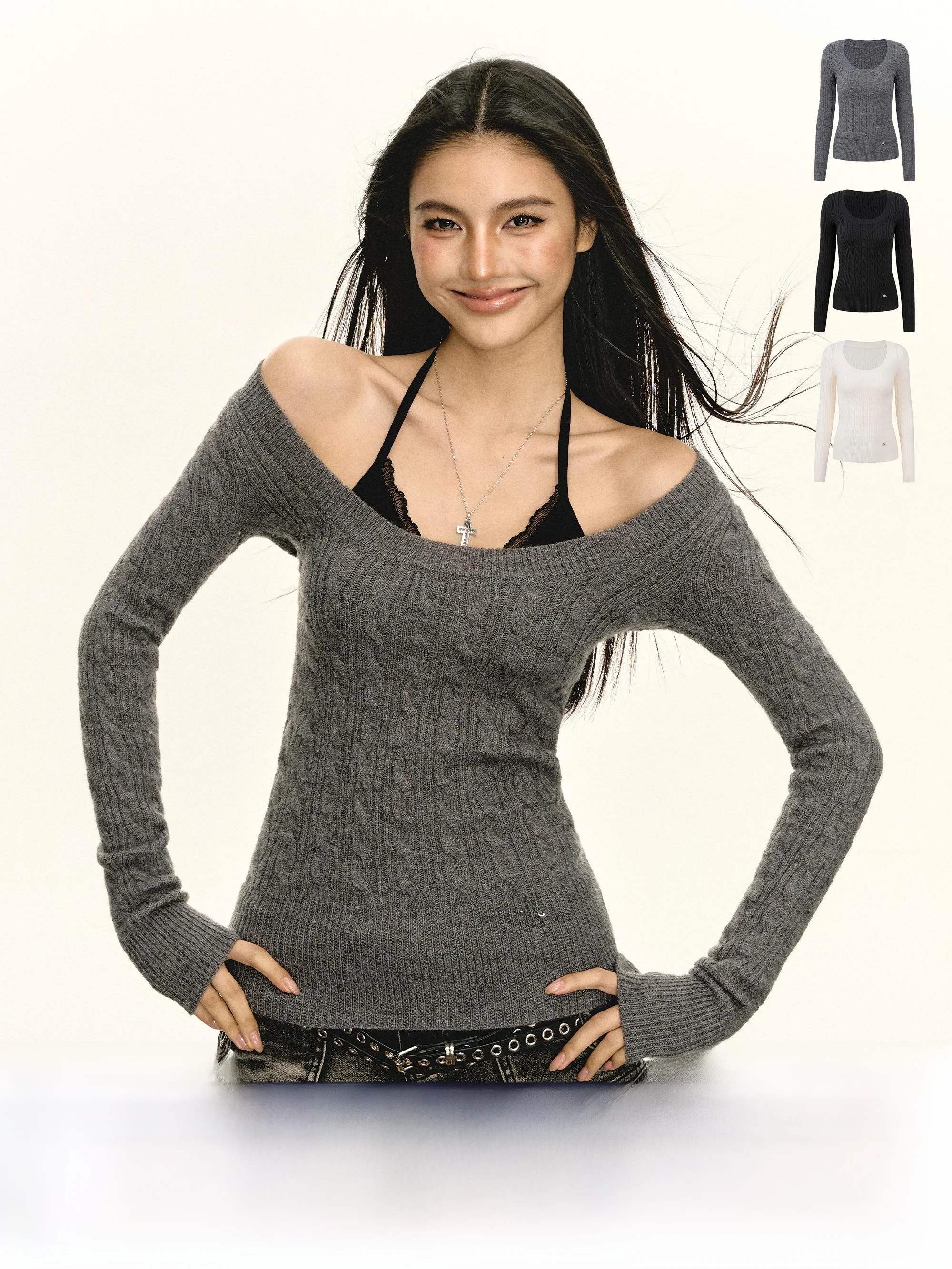 

Ariseism American Retro Knitted Sweater Women's Slim Fit Long Sve round Ne Twist Flower Design Spring New Sle Street F...