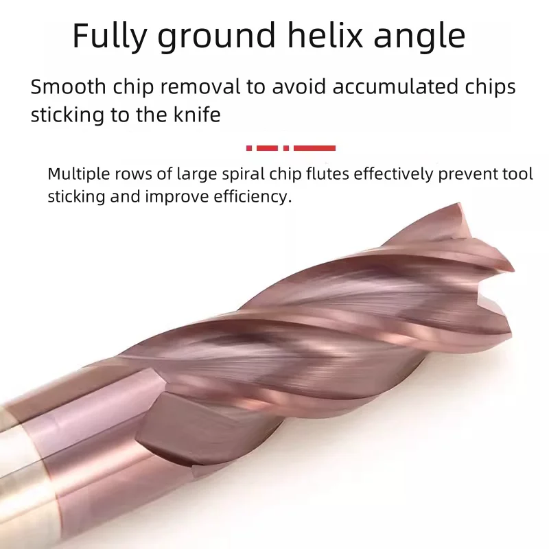 HRC60 4 Flute Tungsten Carbide Nano Coating End Mill CNC Engraving Machine Milling Cutter 11x30x12x75 7x20x8x60 13x45x14 x100